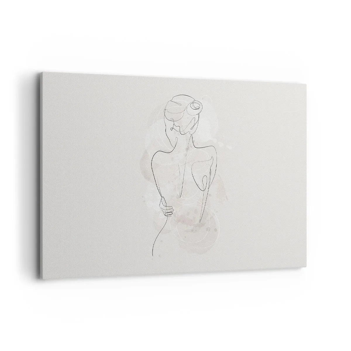 Bild auf Leinwand - Leinwandbild - Eine minimalistische Skizze einer weiblichen Silhouette vor hellem Hintergrund. - 120x80cm - Wie ein sensibles Instrument - Moderne Wanddekoration für Wohnzimmer und Schlafzimmer ARTTOR