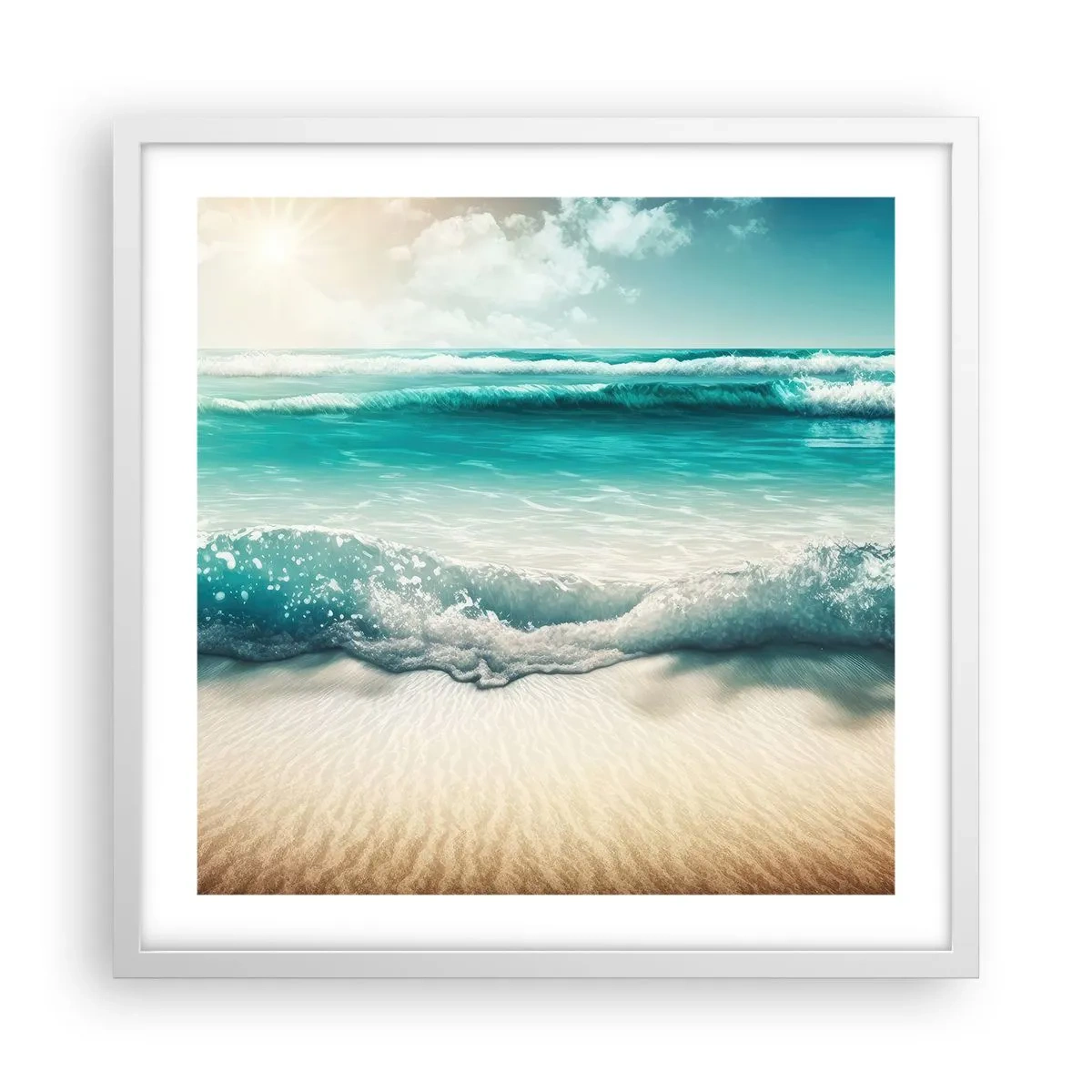 Poster in einem weißen Rahmen - Frieden des Ozeans - 50x50 cm