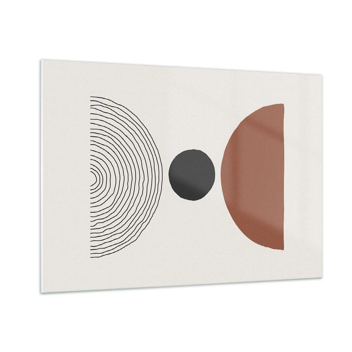 Glasbild - Bild auf glas - Abstrakte geometrische Formen auf hellem Hintergrund - 100x70cm - Das Zentrum der Aufmerksamkeit - Moderne Wanddekoration für Wohnzimmer und Schlafzimmer ARTTOR