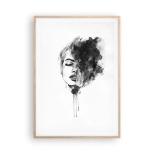 Poster in einem Rahmen aus heller Eiche - Wovon träumt das Mädchen - 70x100 cm