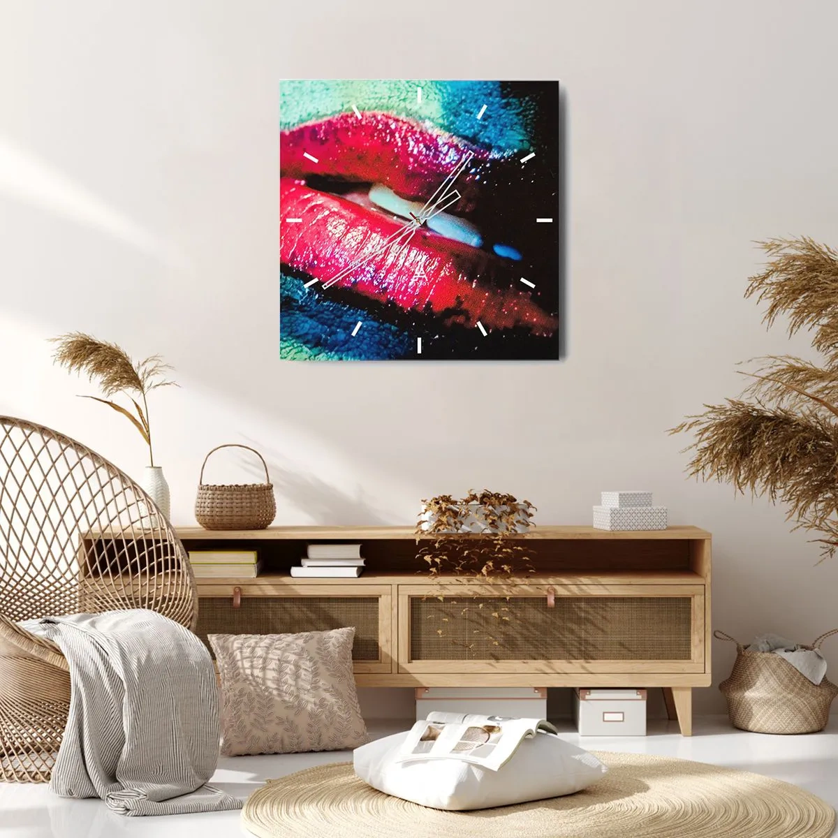 Wanduhr - Glasuhr - Sinnlich und verstörend - 40x40 cm