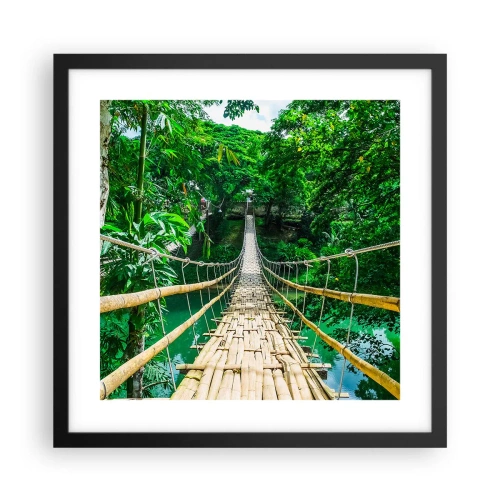 Poster in einem schwarzem Rahmen - Monkey Bridge über das Grün - 40x40 cm