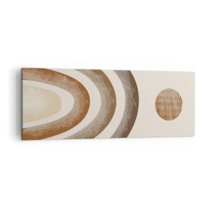 Bild auf Leinwand - Leinwandbild - Geometrisches Planetenmotiv in Brauntönen - 140x50cm - In einer weit entfernten Galaxie - Moderne Wanddekoration für Wohnzimmer und Schlafzimmer ARTTOR