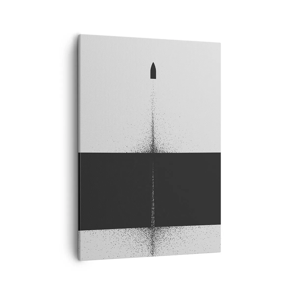 Bild auf Leinwand - Leinwandbild - Ein symbolisches Projektil im minimalistischen, abstrakten Stil. - 50x70cm - Direkt zum Ziel - Moderne Wanddekoration für Wohnzimmer und Schlafzimmer ARTTOR