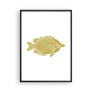 Poster in einem schwarzem Rahmen - Vintage Goldfisch auf weißem Hintergrund - 50x70cm - Fisch und das war’s - Moderne Wanddekoration für Wohnzimmer und Schlafzimmer ARTTOR