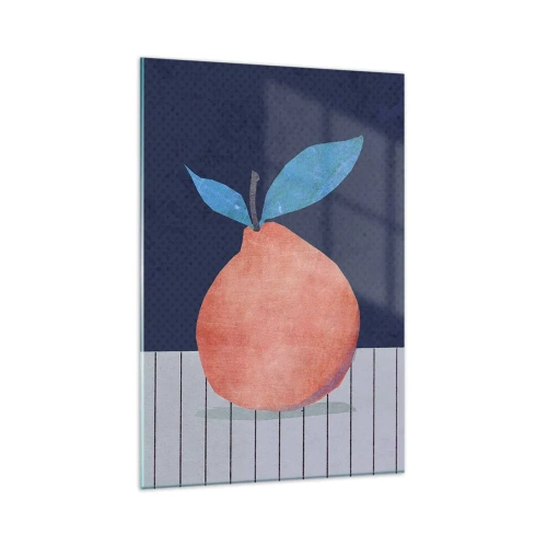 Glasbild - Bild auf glas - Abstrakte Früchte vor einem Hintergrund aus kontrastierenden Farben und geraden Linien. - 80x120cm - Konvexität und Ebene - Moderne Wanddekoration für Wohnzimmer und Schlafzimmer ARTTOR