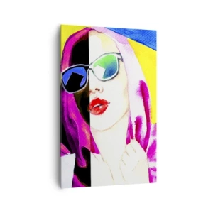 Bild auf Leinwand - Leinwandbild - Buntes Porträt einer Frau mit Sonnenbrille - 80x120cm - Ich bin nicht weiß und ich bin nicht schwarz - Moderne Wanddekoration für Wohnzimmer und Schlafzimmer ARTTOR