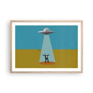 Poster in einem Rahmen aus heller Eiche - Nahe Begegnung - 70x50 cm