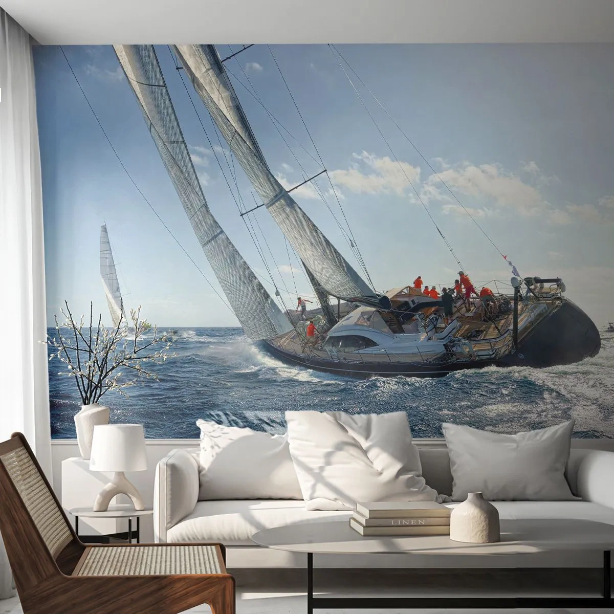Selbstklebende Fototapete Deluxe Sticker - Lass den Besseren sich durchsetzen - Segelyacht, Regatta, Segeln - 500x350 cm