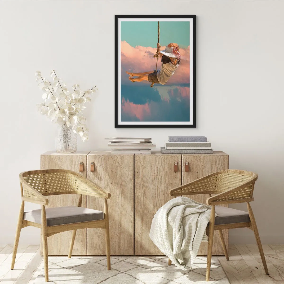 Poster in einem schwarzem Rahmen - Spaß in den Wolken - 40x50 cm