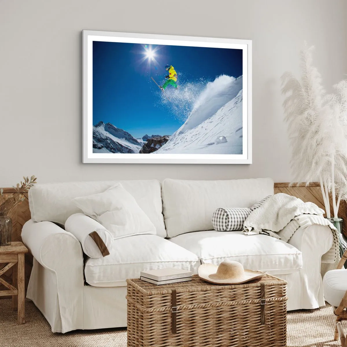 Poster in einem weißen Rahmen - Tanzen mit den Bergen - 100x70 cm