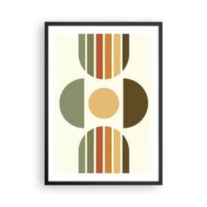 Poster in einem schwarzem Rahmen - Abstraktes geometrisches Muster in Erdtönen mit Kreisen und Halbkreisen - 50x70cm - In Erdtönen - Moderne Wanddekoration für Wohnzimmer und Schlafzimmer ARTTOR