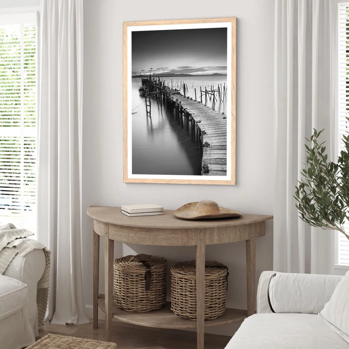 Poster in einem Rahmen aus heller Eiche - Der Frieden eines vergessenen Ufers - 50x70 cm