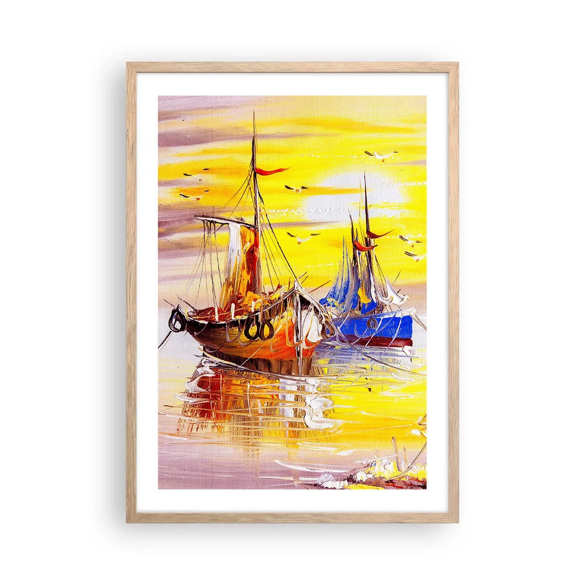 Poster in einem Rahmen aus heller Eiche - Eine wohlverdiente Pause im Hafen - 50x70 cm