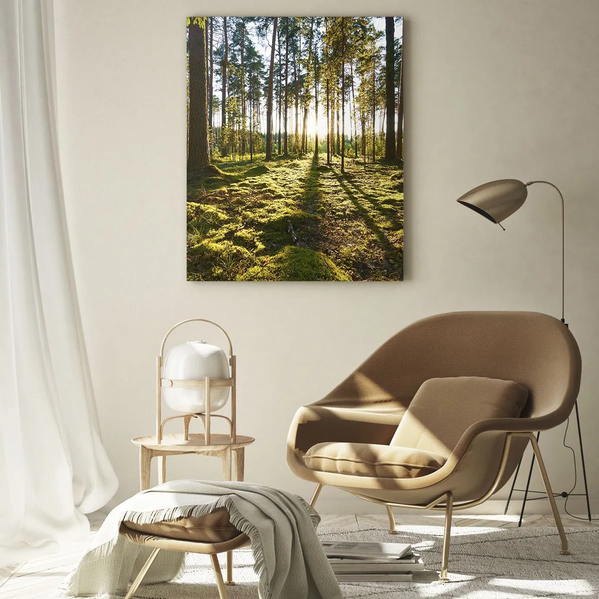 Glasbild - Bild auf glas - Grüner Wald, beleuchtet durch Sonnenlicht auf dem Moos - 80x120cm - … Hinter den sieben Wäldern - Moderne Wanddekoration für Wohnzimmer und Schlafzimmer ARTTOR