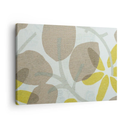 Bild auf Leinwand - Leinwandbild - Abstrakte Blätter in Beige- und Gelbtönen - 70x50cm - Komposition in voller Sonne - Moderne Wanddekoration für Wohnzimmer und Schlafzimmer ARTTOR