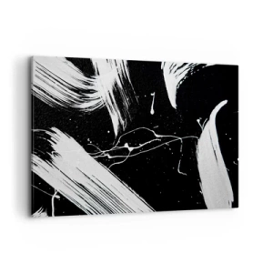 Bild auf Leinwand - Leinwandbild - Abstrakte weiße Striche auf schwarzem Hintergrund - 120x80cm - Dunkelheit durchbrechen - Moderne Wanddekoration für Wohnzimmer und Schlafzimmer ARTTOR