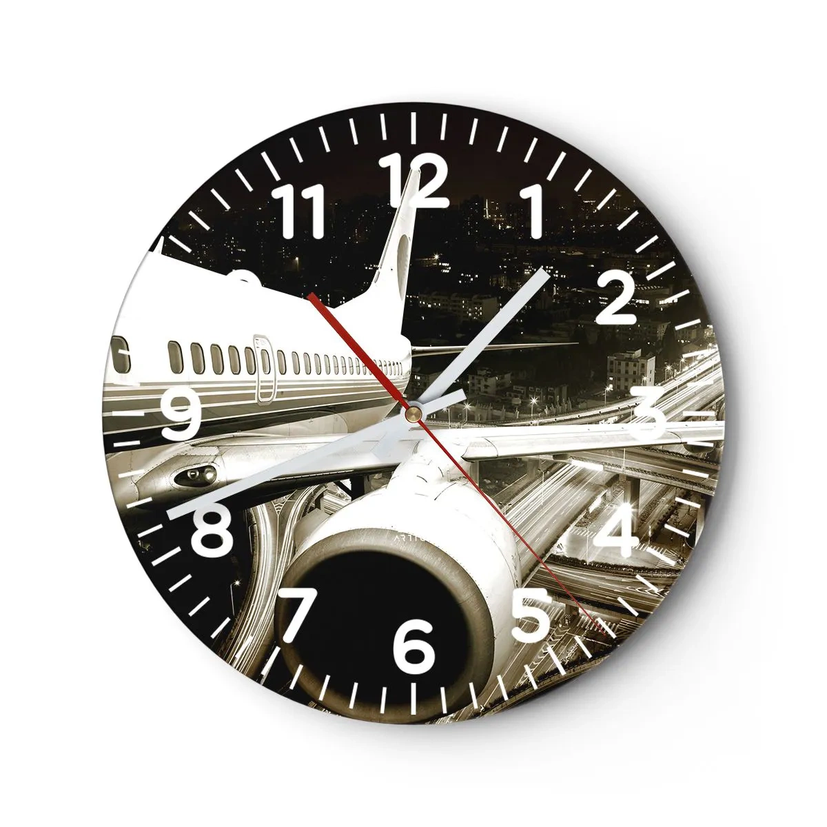 Wanduhr - Glasuhr - In die Nacht fliegen - 30x30 cm