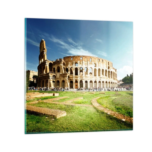 Glasbild - Bild auf glas - Wir können immer noch das Knallen der Waffe hören - 70x70 cm