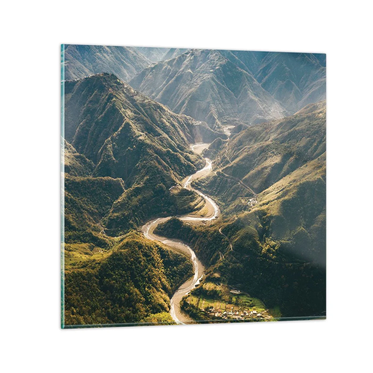 Glasbild - Bild auf glas - Direkt aus dem Herzen der Berge - 70x70 cm