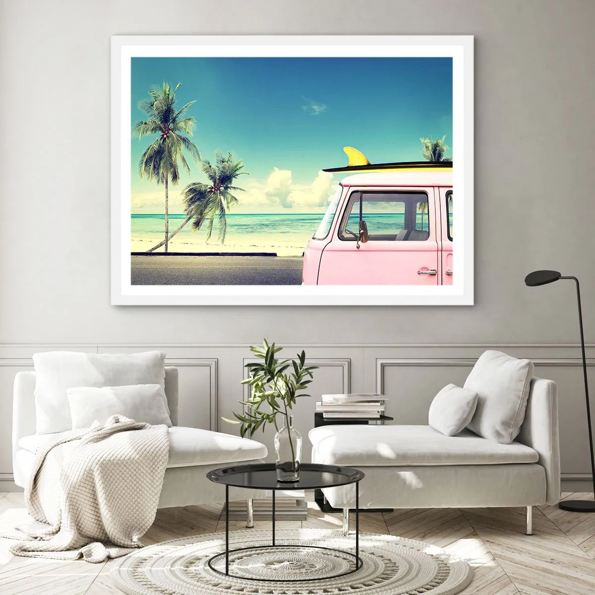 Poster in einem weißen Rahmen - Zeit um in die Ferien zu starten - 100x70 cm