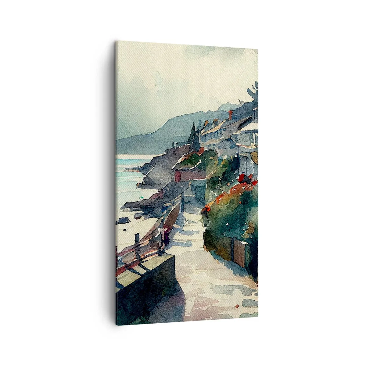 Bild auf Leinwand - Leinwandbild - Mittelmeerstadt - 45x80 cm