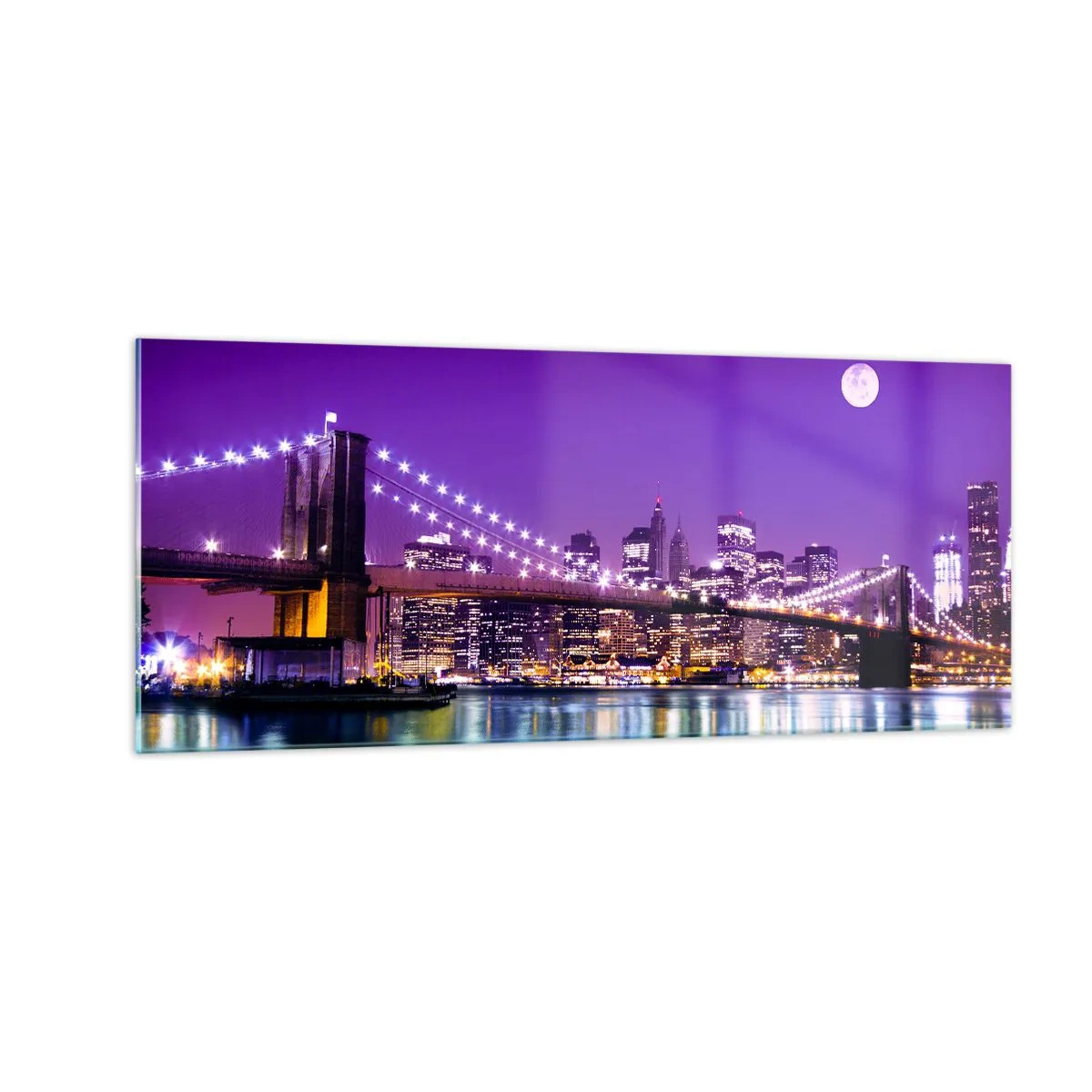 Glasbild - Bild auf glas - Die Lichter der Großstadt in Lila - 100x40 cm