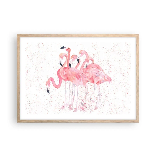 Poster in einem Rahmen aus heller Eiche - Rosa Ensemble - 70x50 cm