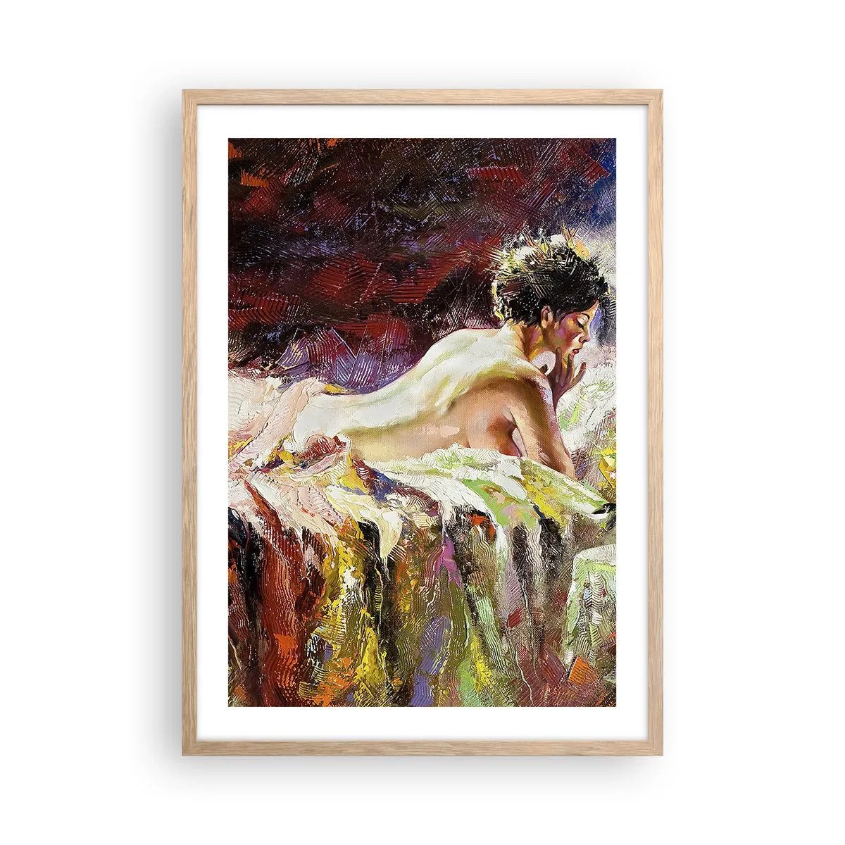 Poster in einem Rahmen aus heller Eiche - Venus in Gedanken - 50x70 cm