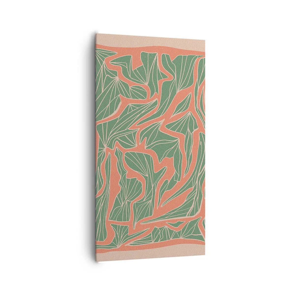 Bild auf Leinwand - Leinwandbild - Kampf zwischen Korallen und Grün - 65x120 cm