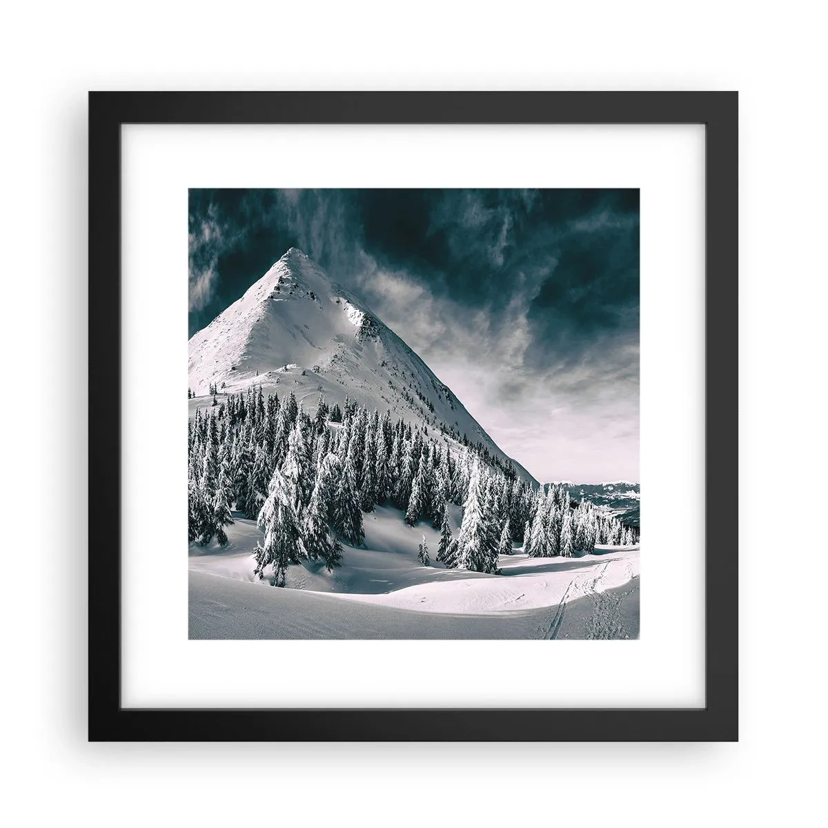 Poster in einem schwarzem Rahmen - Das Land aus Schnee und Eis - 30x30 cm