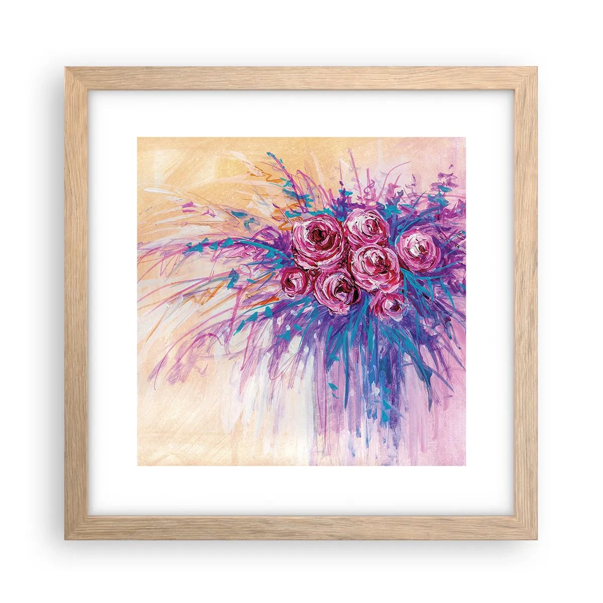 Poster in einem Rahmen aus heller Eiche - Rosenbrunnen - 30x30 cm