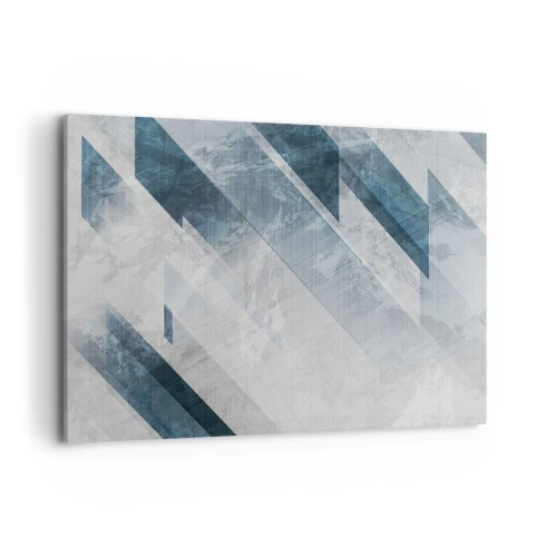 Bild auf Leinwand - Leinwandbild - Abstrakte Linien in Grau- und Blautönen - 120x80cm - Räumliche Komposition - graue Bewegung - Moderne Wanddekoration für Wohnzimmer und Schlafzimmer ARTTOR