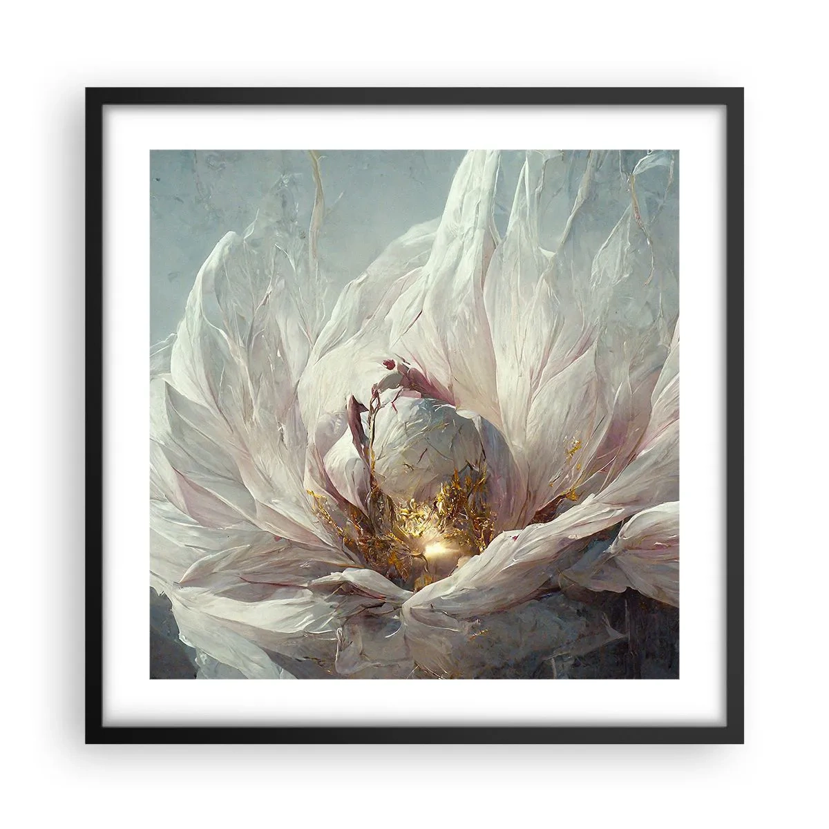 Poster in einem schwarzem Rahmen - Sie blüht alle hundert Jahre einmal - 50x50 cm