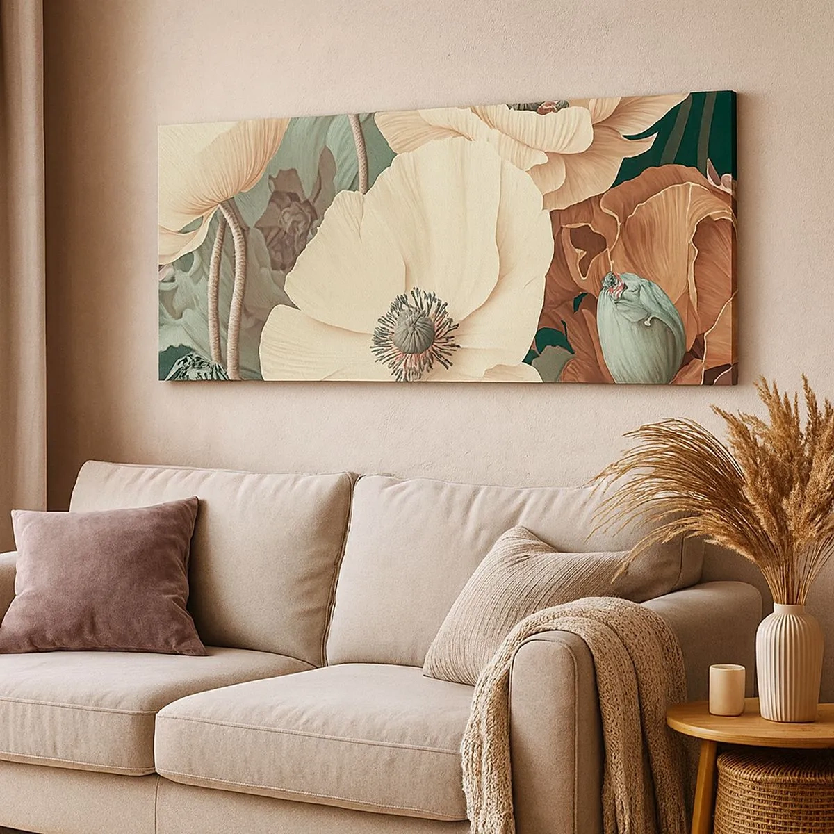 Bild auf Leinwand - Leinwandbild - Flüstern von Mohnblumen - 100x40 cm