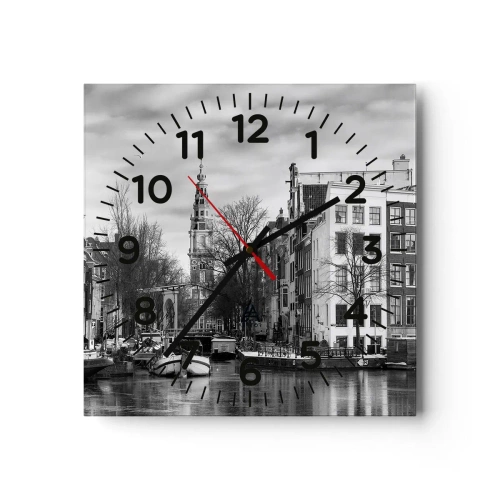 Wanduhr - Glasuhr - Amsterdamer Atmosphäre - 40x40 cm