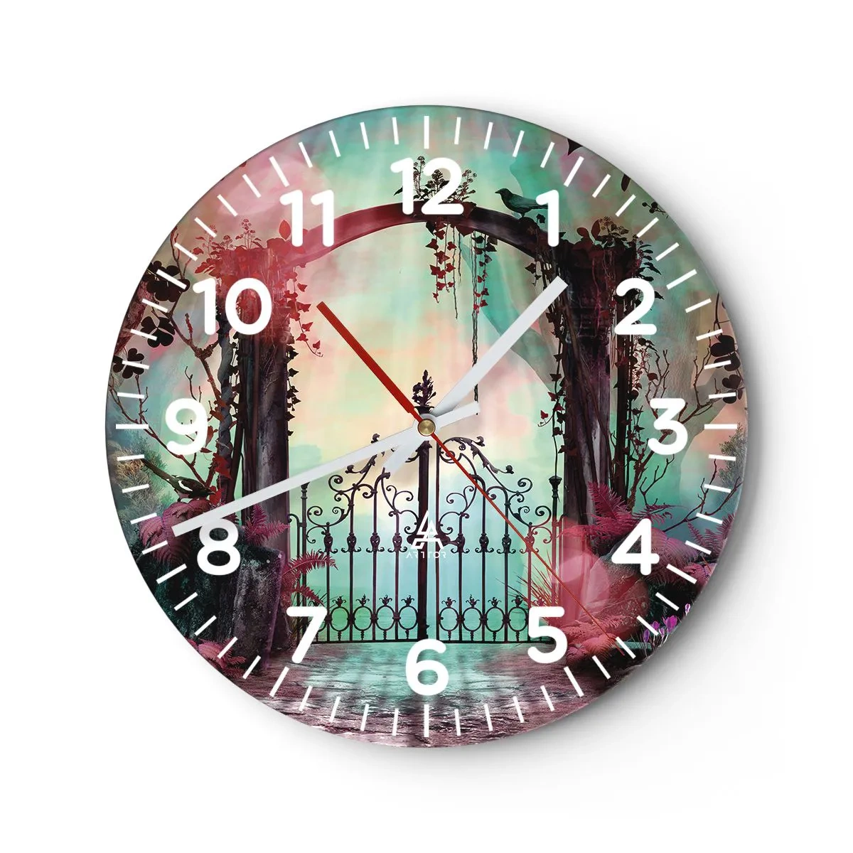 Wanduhr - Glasuhr - Geheimer Garten - 30x30 cm