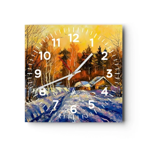Wanduhr - Glasuhr - Wintereindruck in der Sonne - 40x40 cm