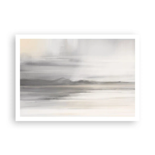 Poster - Eine subtile Landschaft in Grau- und Beigetönen - 100x70cm - Nachdenkliche Distanz - Moderne Wanddekoration für Wohnzimmer und Schlafzimmer ARTTOR