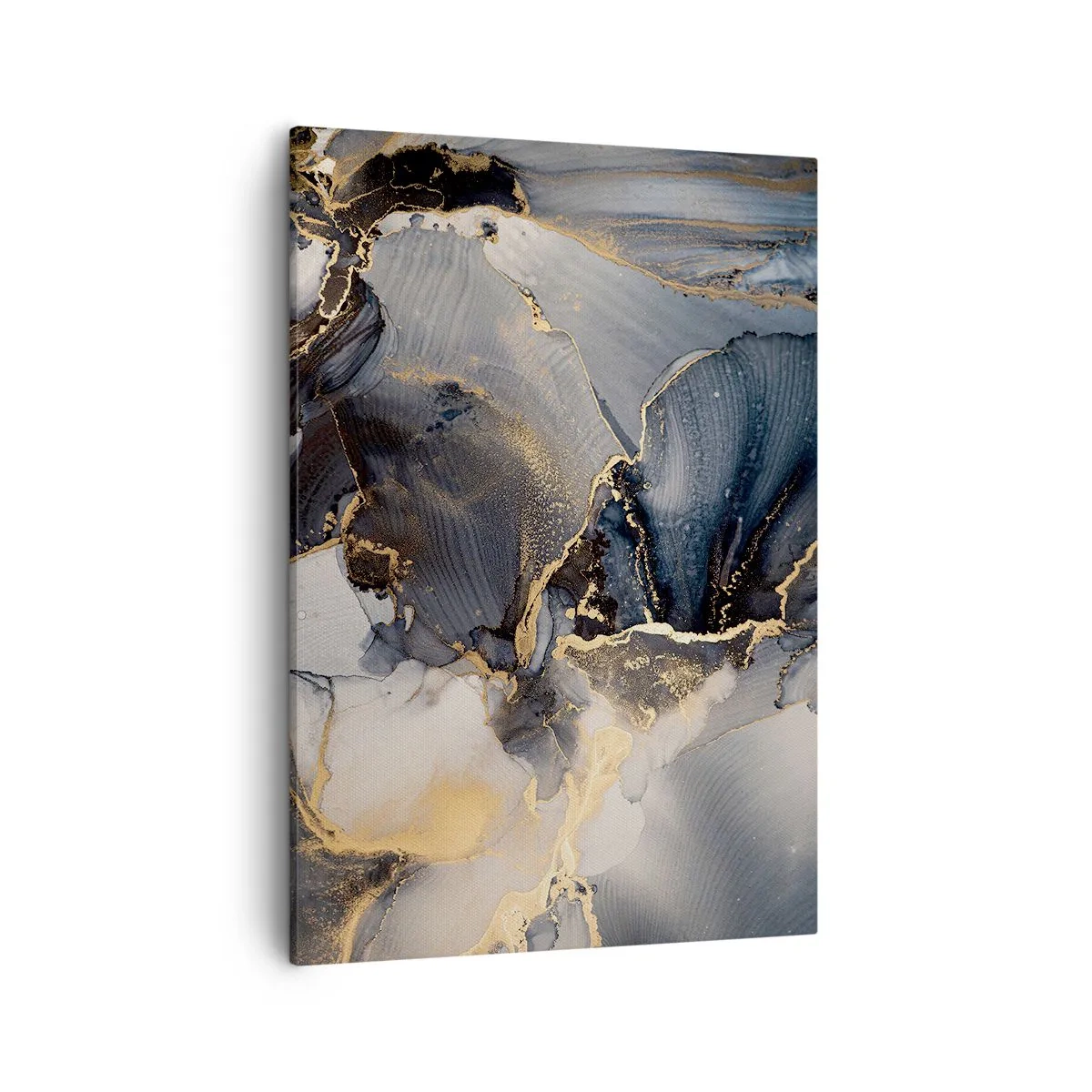 Bild auf Leinwand - Leinwandbild - Abstraktes Gold und Grau auf Leinwand - 50x70cm - Leben aus Stein - Moderne Wanddekoration für Wohnzimmer und Schlafzimmer ARTTOR