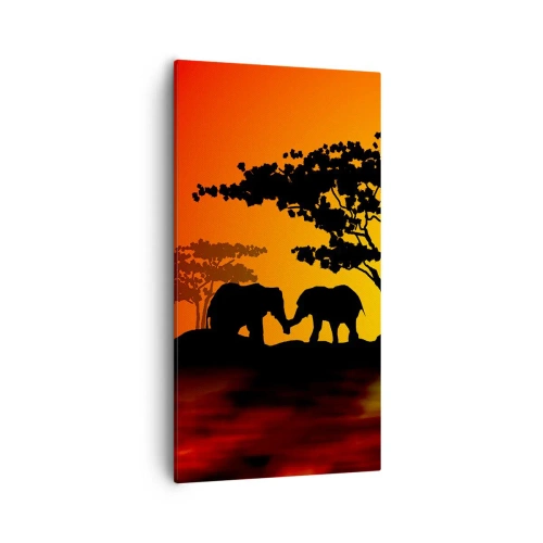 Bild auf Leinwand - Leinwandbild - Treffen in der Savanne - 55x100 cm