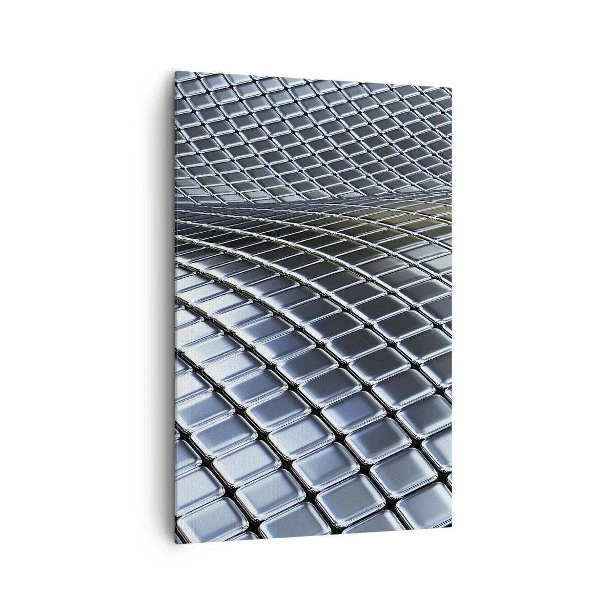 Bild auf Leinwand - Leinwandbild - Moderne Struktur aus metallischen Quadraten - 80x120cm - Metallische silberne Welle - Moderne Wanddekoration für Wohnzimmer und Schlafzimmer ARTTOR