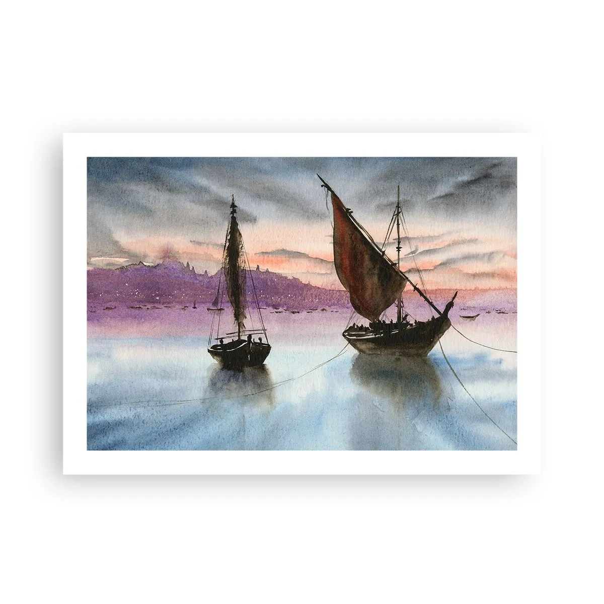Poster - Abend am Hafen - 70x50 cm