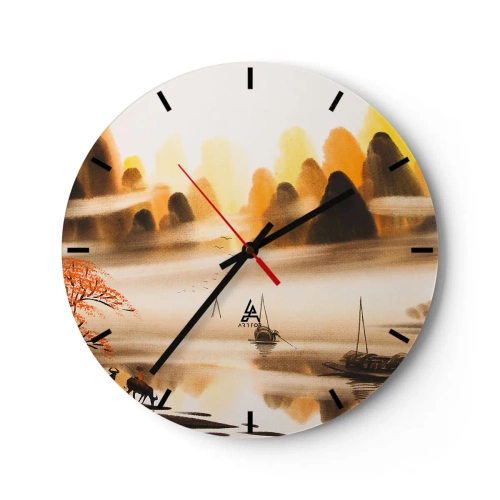 Wanduhr - Glasuhr - Weiter als im Fernosten - 40x40 cm