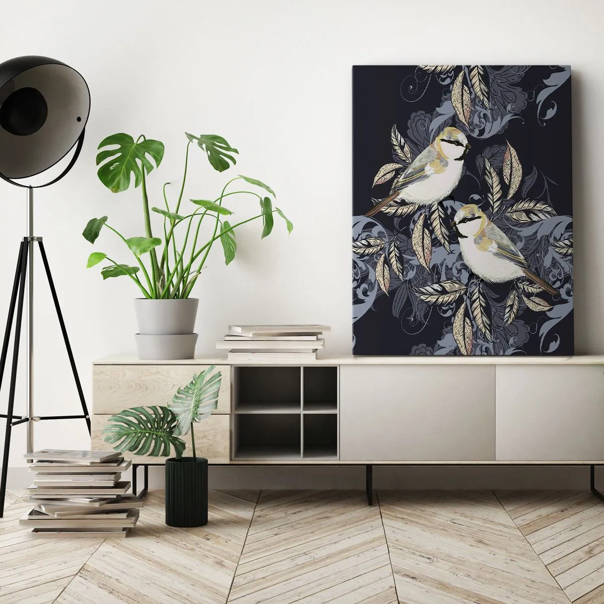 Bild auf Leinwand - Leinwandbild - Gelb-blauer Triller - 55x100 cm