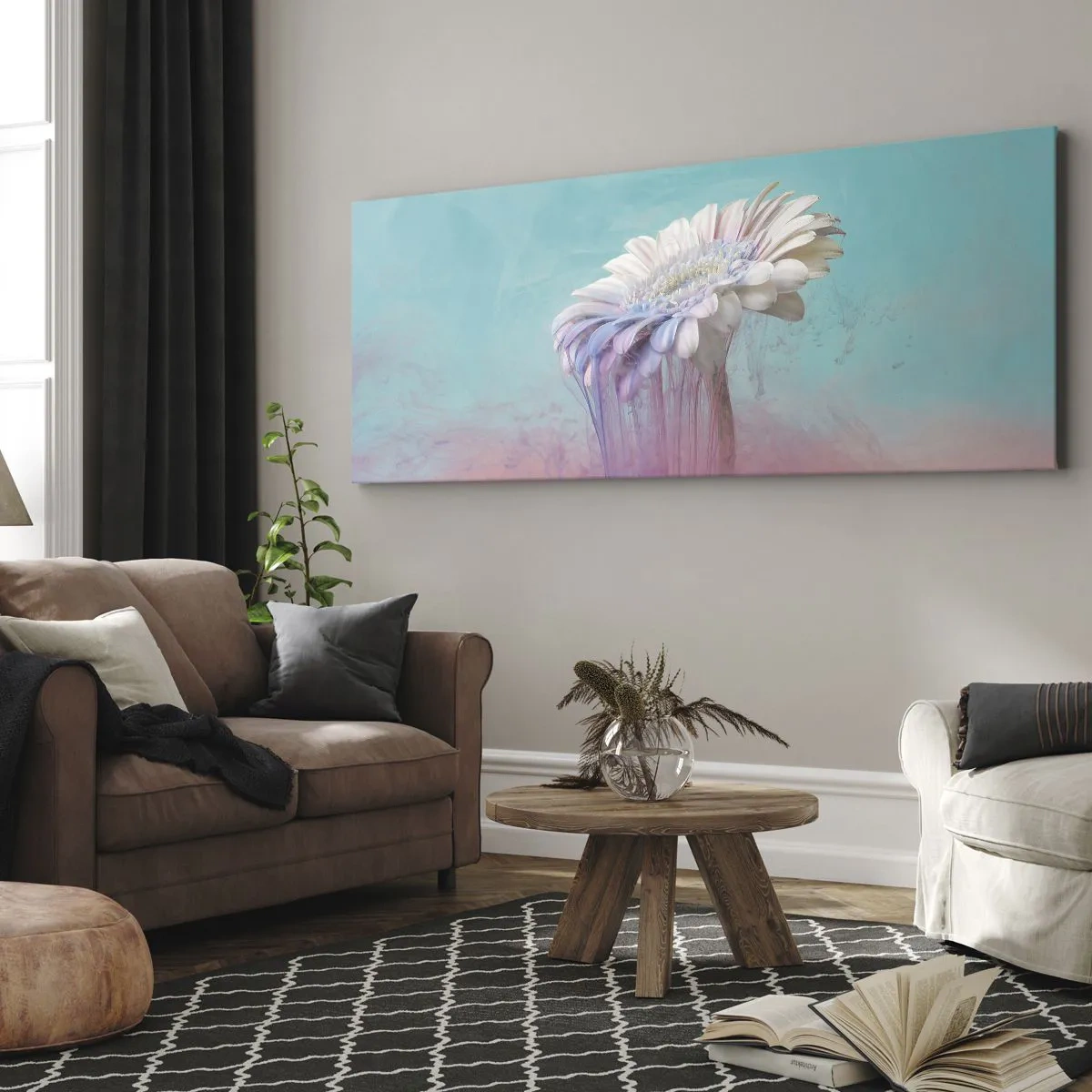 Bild auf Leinwand - Leinwandbild - Blumenunterwelt - 100x40 cm