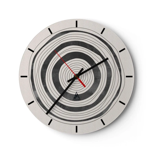 Wanduhr - Glasuhr - Konzentrische Ringe in Grautönen auf hellem Hintergrund - 30x30cm - Wichtig ist, was dazwischen liegt - Moderne Wanddekoration für Wohnzimmer, Küche und Schlafzimmer ARTTOR