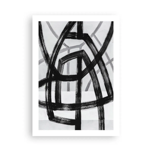 Poster - Geometrische schwarze Linien auf hellem Hintergrund in einer abstrakten Komposition - 50x70cm - Bautiefe - Moderne Wanddekoration für Wohnzimmer und Schlafzimmer ARTTOR