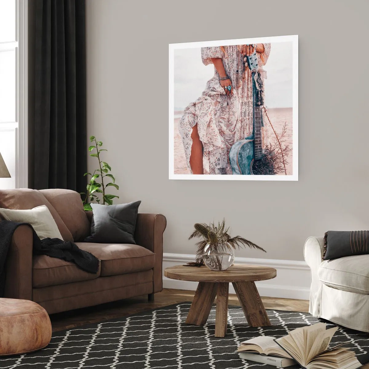 Poster - Kinderblumen auf dem Weg - 30x30 cm