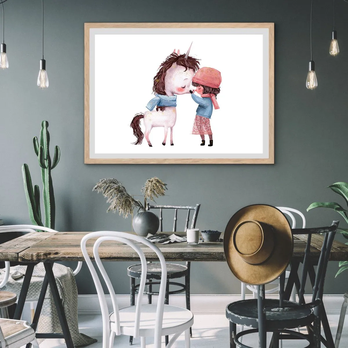 Poster in einem Rahmen aus heller Eiche - Ein Wintermärchen - 100x70 cm